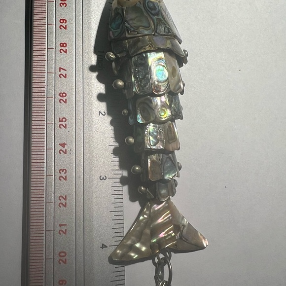 Vintage Abalone Articulated Fish Bottle Opener Mexican Silver - Picture 15 of 15